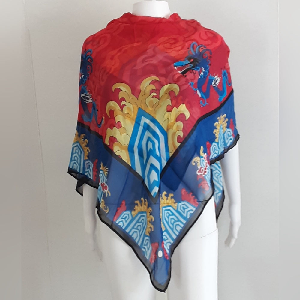 VERY VOLLBRACHT Vibrant Dragon Silk Scarf